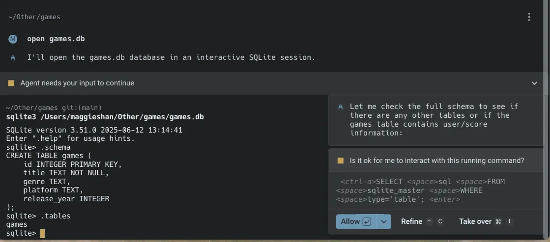 Allow, Refine, or Take over an agent response.