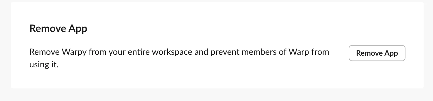 Confirmation dialog to remove the Oz app from a Slack workspace.