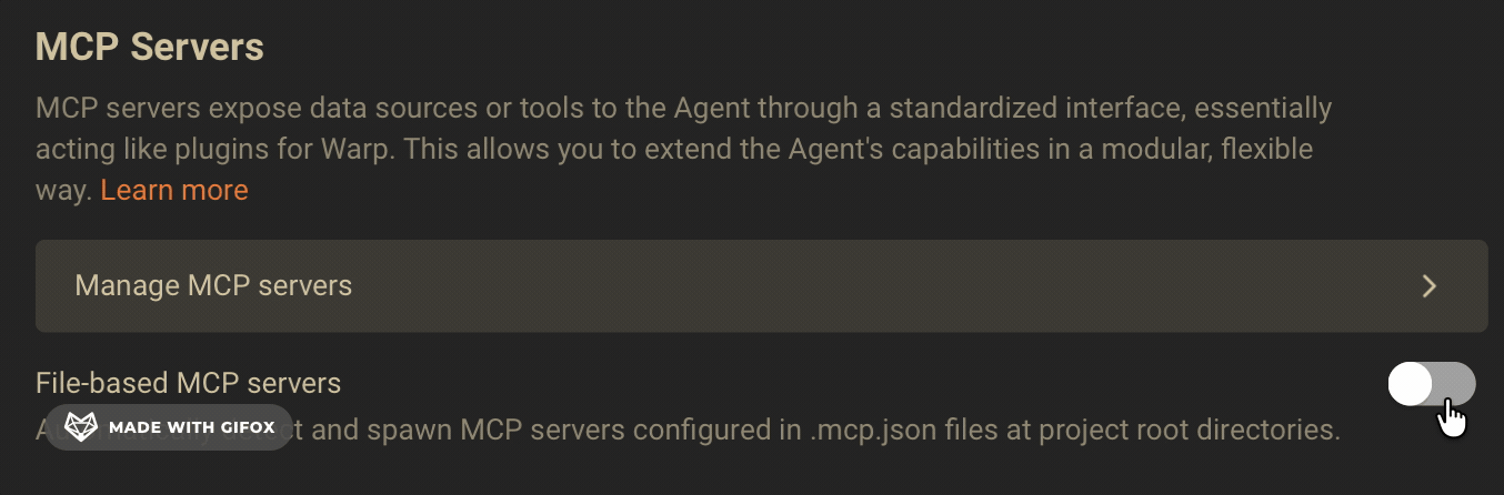 File-based MCP Servers toggle